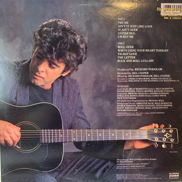 Billy Burnette : Try Me (LP, Album, Pin)
