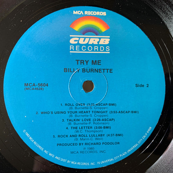 Billy Burnette : Try Me (LP, Album, Pin)