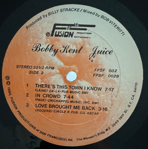 Bobby Kent : Juice (LP, Album)