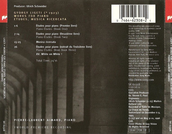 György Ligeti - Pierre-Laurent Aimard : Works For Piano (Études, Musica Ricercata) (CD, Album)