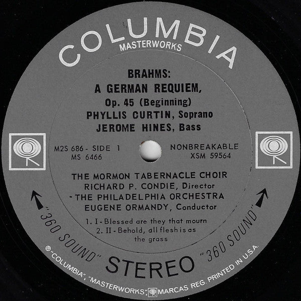 Brahms*, Phyllis Curtin, Jerome Hines, The Mormon Tabernacle Choir*, Richard P. Condie, Alexander Schreiner And The Philadelphia Orchestra Conducted By Eugene Ormandy, Edmund Rubbra : A German Requiem (Sung In English) / Variations & Fugue On A Theme By Handel (2xLP + Box)