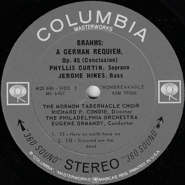 Brahms*, Phyllis Curtin, Jerome Hines, The Mormon Tabernacle Choir*, Richard P. Condie, Alexander Schreiner And The Philadelphia Orchestra Conducted By Eugene Ormandy, Edmund Rubbra : A German Requiem (Sung In English) / Variations & Fugue On A Theme By Handel (2xLP + Box)