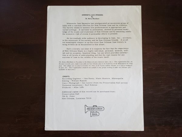 Preservation Hall Jazz Band : New Orleans' Sweet Emma And Her Preservation Hall Jazz Band (LP, Album, MGM)