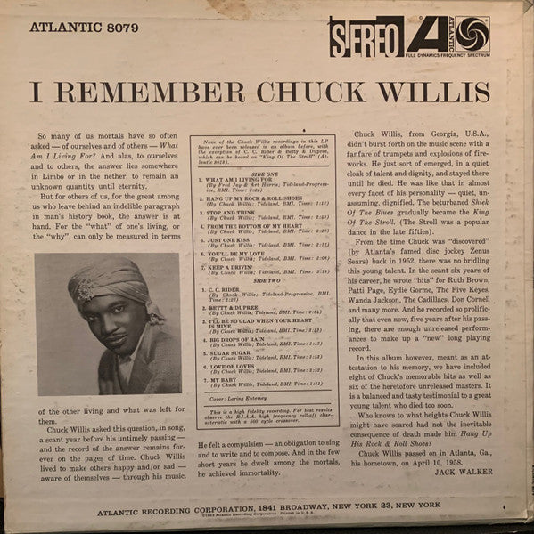 Chuck Willis : I Remember Chuck Willis (LP, Comp, Bla)