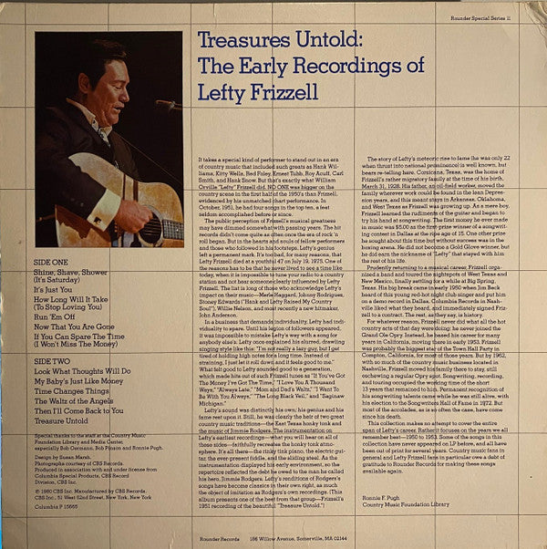 Lefty Frizzell : Treasures Untold: The Early Recordings Of Lefty Frizzell (LP, Comp)