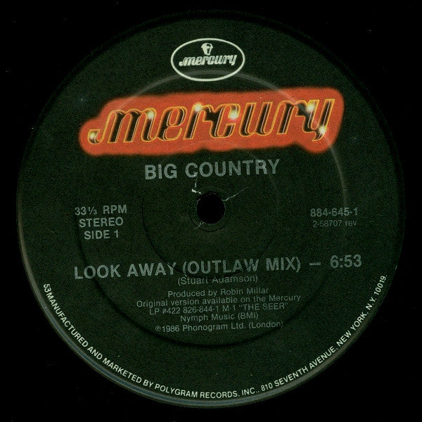 Big Country : Look Away (12" Mix) (12", Single)