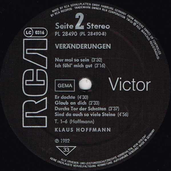 Klaus Hoffmann : Veränderungen (LP, Album)