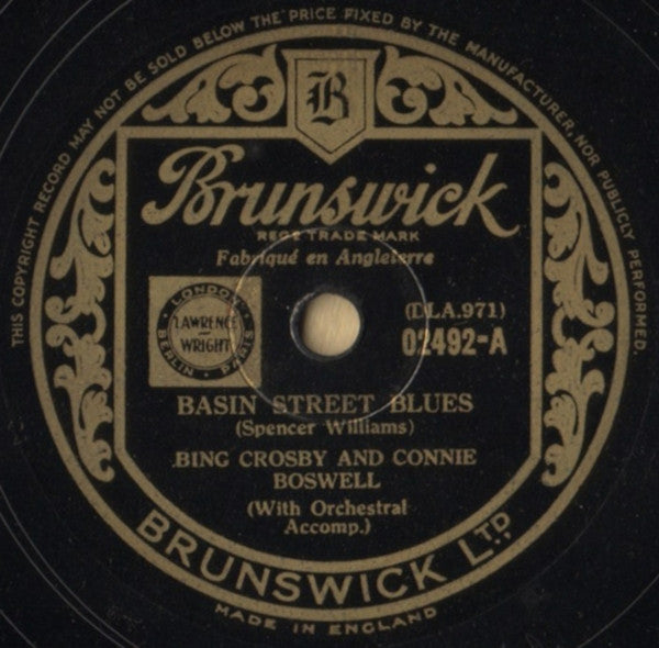 Bing Crosby And Connie Boswell : Basin Street Blues / Bob White (Whatcha Gonna Swing Tonight?) (Shellac, 10")