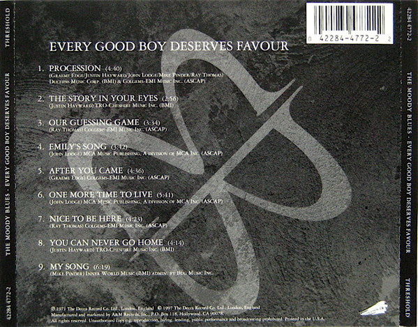 The Moody Blues : Every Good Boy Deserves Favour (CD, Album, RE, RM)