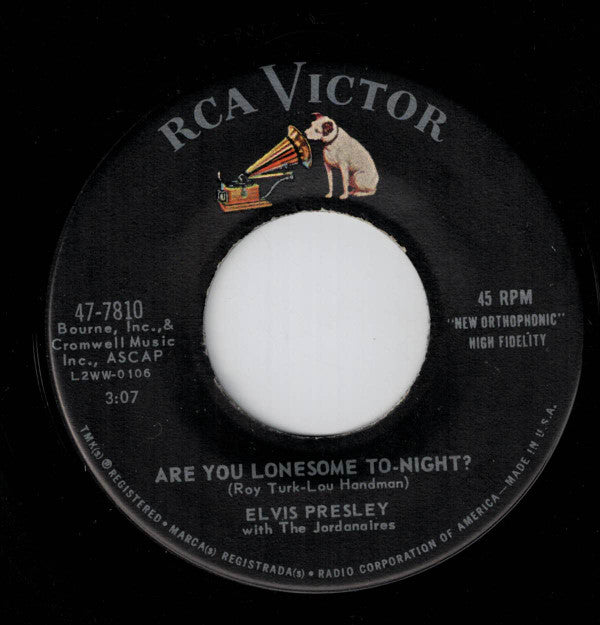 Elvis Presley : Are You Lonesome To-Night? (7", Single, Ind)