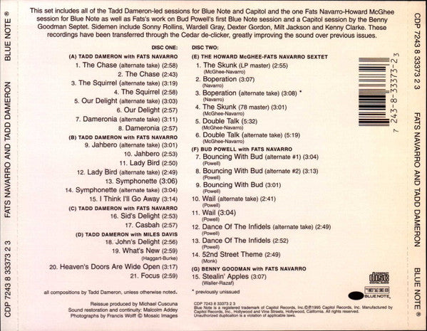 Fats Navarro And Tadd Dameron : The Complete Blue Note And Capitol Recordings Of Fats Navarro And Tadd Dameron (2xCD, Comp)