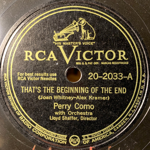 Perry Como : That's The Beginning Of The End / Sonata (Shellac, 10", Cam)