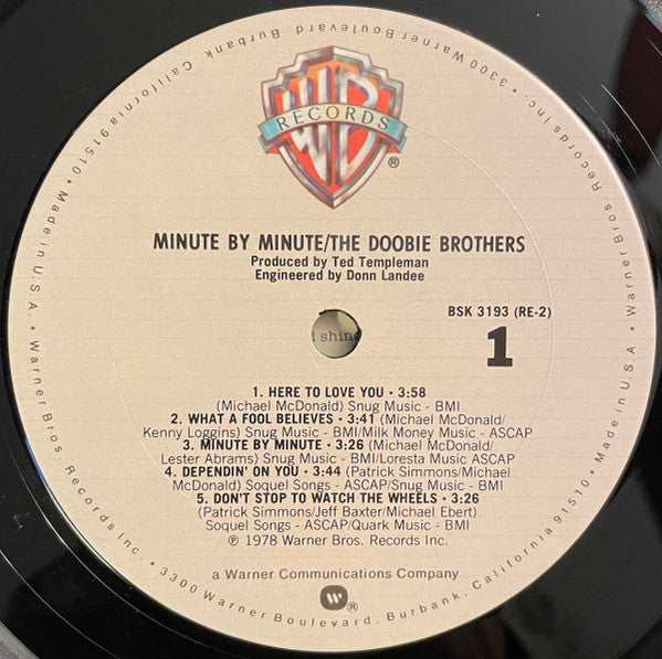 The Doobie Brothers : Minute By Minute (LP, Album, Club, Ter)