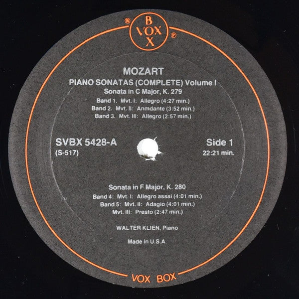 Mozart* - Walter Klien : Piano Sonatas Vol I (3xLP + Box)