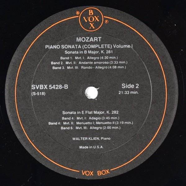 Mozart* - Walter Klien : Piano Sonatas Vol I (3xLP + Box)