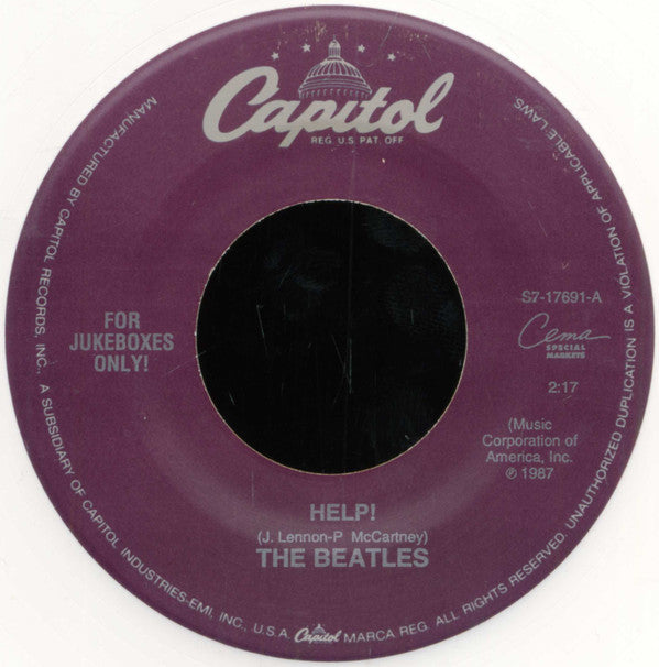 The Beatles : Help! (7", Single, Mono, Jukebox, RE, Whi)