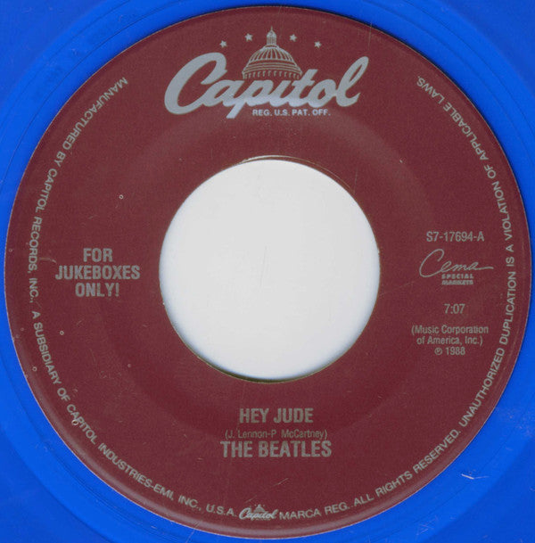 The Beatles : Hey Jude (7", Single, Mono, Jukebox, RE, Blu)