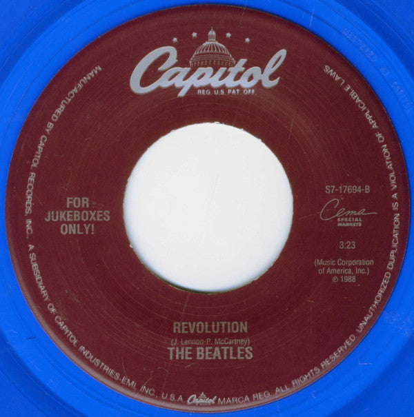 The Beatles : Hey Jude (7", Single, Mono, Jukebox, RE, Blu)