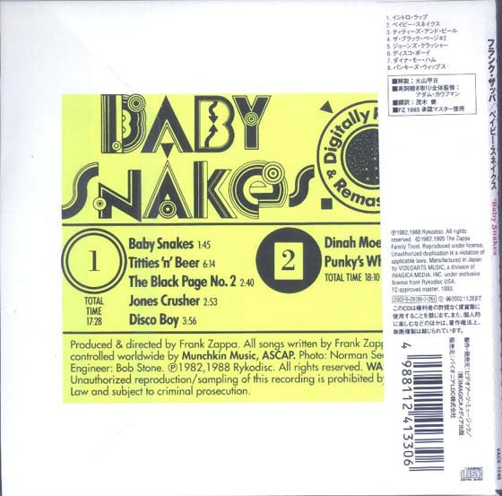 Frank Zappa : Baby Snakes (CD, Album, Ltd, RE, RM, Pap)