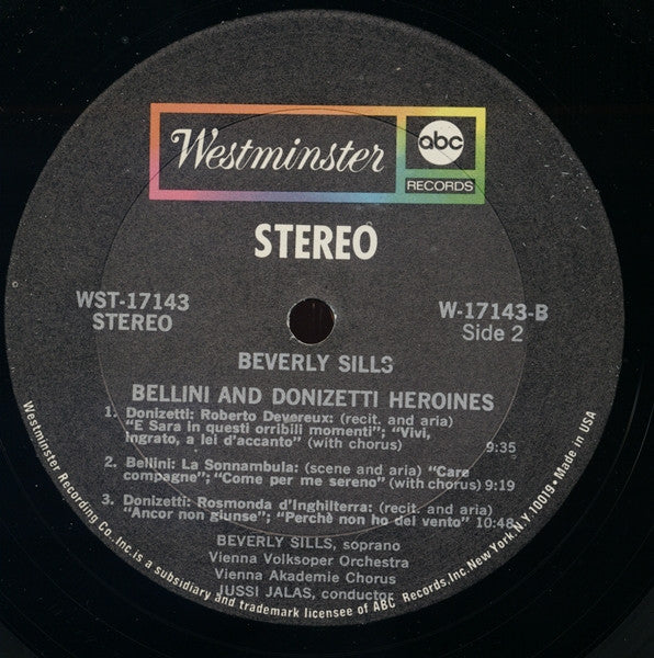 Beverly Sills, Wiener Volksopernorchester, Wiener Akademie Kammerchor, Jussi Jalas : Bellini And Donizetti Heroines (LP, Album, Mis)
