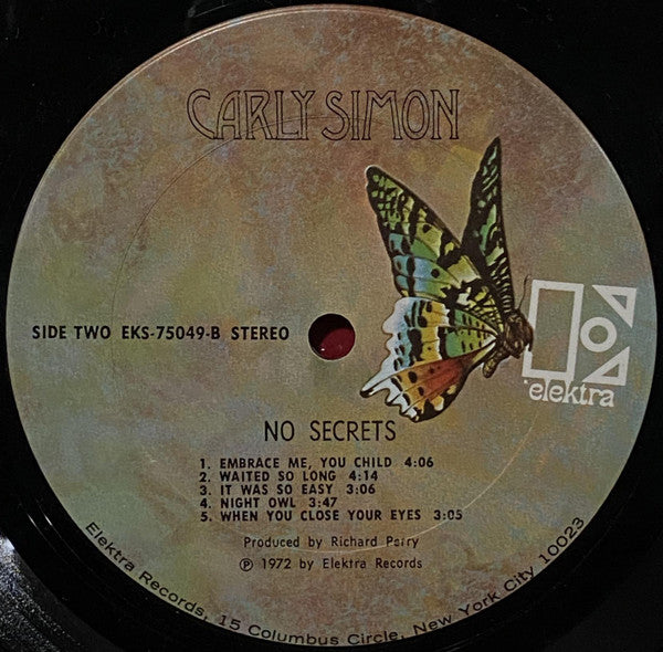 Carly Simon : No Secrets (LP, Album, Pit)