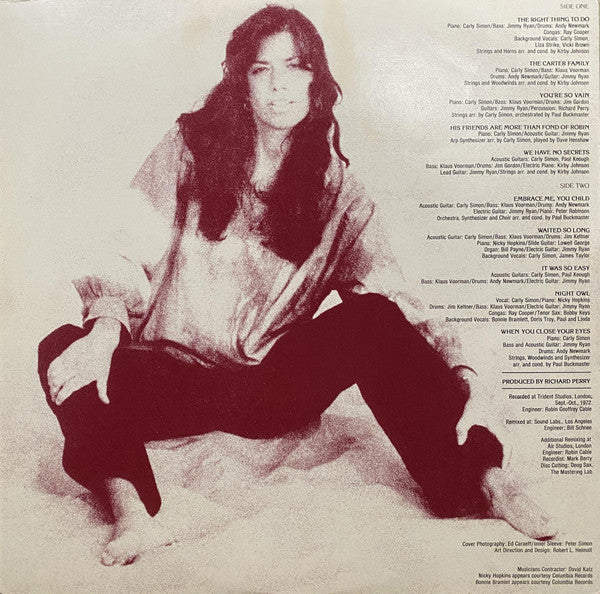 Carly Simon : No Secrets (LP, Album, Pit)