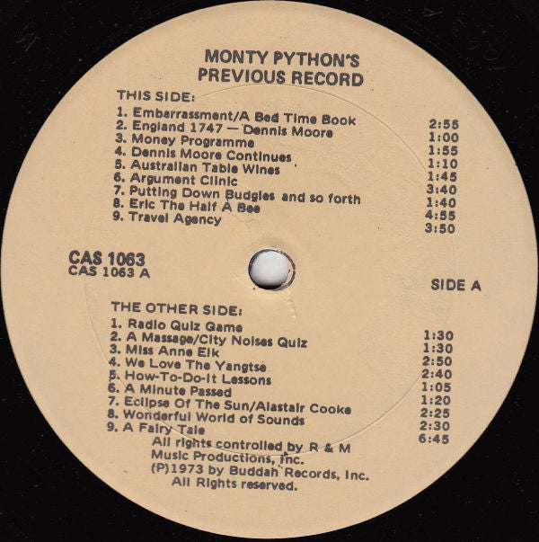 Monty Python : Monty Python's Previous Record (LP, RP)
