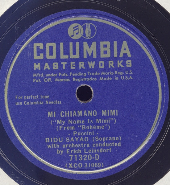 Bidú Sayão, Giacomo Puccini, Erich Leinsdorf : Mi Chiamano Mimi = My Name Is Mimi / Un Bel Di, Vedremo = One Fine Day He Shall Return (Shellac, 12", RP)
