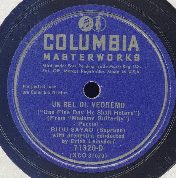 Bidú Sayão, Giacomo Puccini, Erich Leinsdorf : Mi Chiamano Mimi = My Name Is Mimi / Un Bel Di, Vedremo = One Fine Day He Shall Return (Shellac, 12", RP)