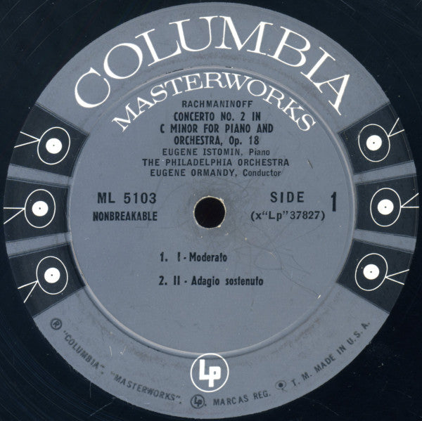 Sergei Vasilyevich Rachmaninoff : Eugene Istomin, The Philadelphia Orchestra, Eugene Ormandy : Piano Concerto No. 2 In C Minor, Op. 18 (LP)