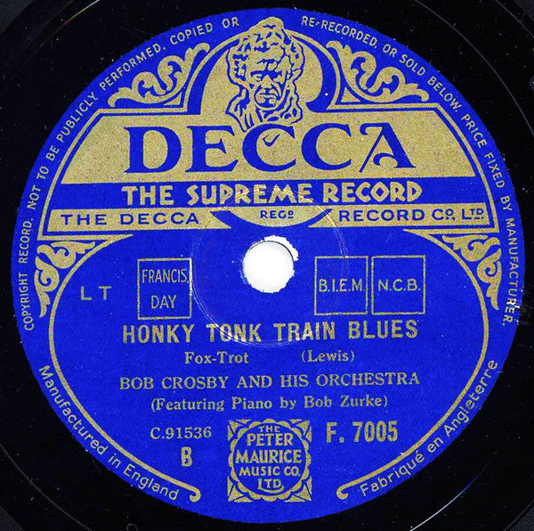 Bob Haggart, Ray Bauduc / Bob Crosby And His Orchestra : The Big Noise From Winnetka / Honky Tonk Train Blues (Shellac, 10")