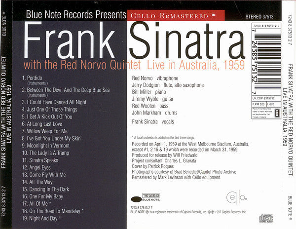 Frank Sinatra With Red Norvo Quintet : Live In Australia, 1959 (CD, Album, RM)