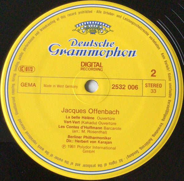 Jacques Offenbach, Berliner Philharmoniker, Herbert Von Karajan : Ouvertüren - Overtures (LP)