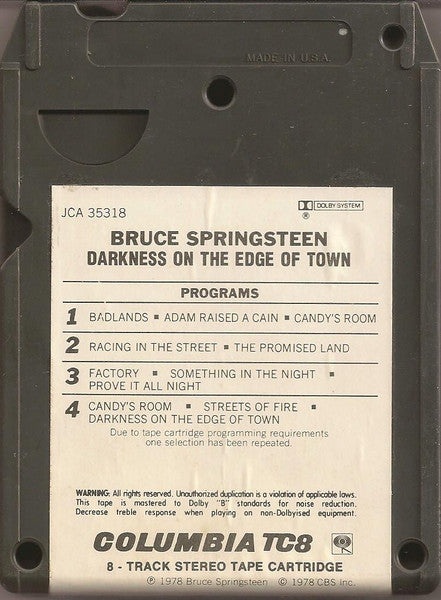 Bruce Springsteen : Darkness On The Edge Of Town (8-Trk, Album)