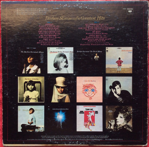 Barbra Streisand : Barbra Streisand's Greatest Hits (LP, Comp, RE)