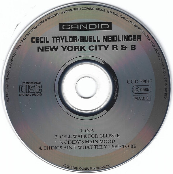 Cecil Taylor - Buell Neidlinger : New York City R&B (CD, Album, RE)