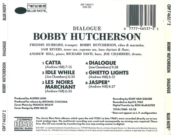 Bobby Hutcherson : Dialogue (CD, Album, RE)