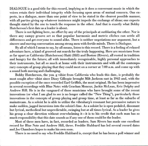 Bobby Hutcherson : Dialogue (CD, Album, RE)