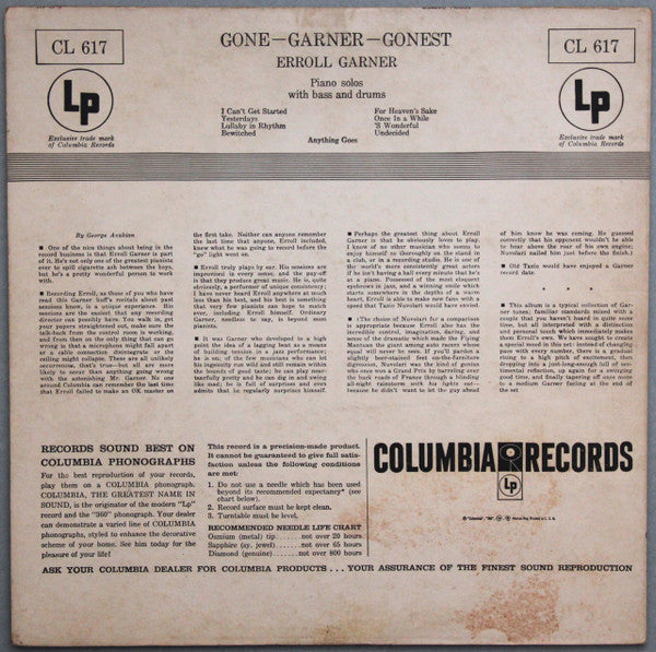 Erroll Garner : Gone-Garner-Gonest (LP, Album, Mono, RE)