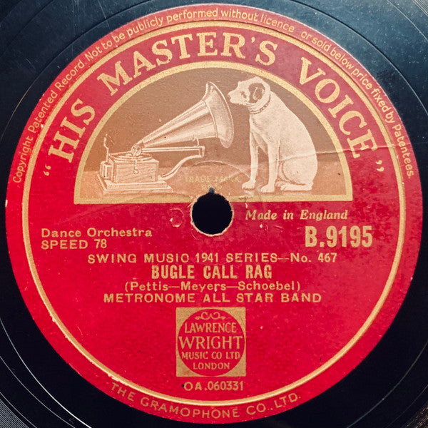 Metronome All Stars : Bugle Call Rag / One O'Clock Jump (Shellac, 10", RP, DT)