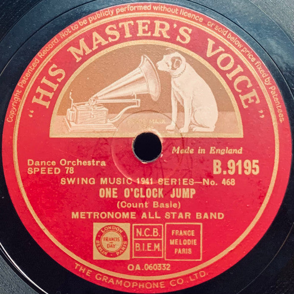 Metronome All Stars : Bugle Call Rag / One O'Clock Jump (Shellac, 10", RP, DT)