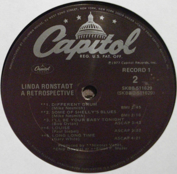 Linda Ronstadt : A Retrospective (2xLP, Comp, Club, San)