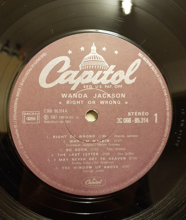 Wanda Jackson : Right Or Wrong (LP, Album, RE)