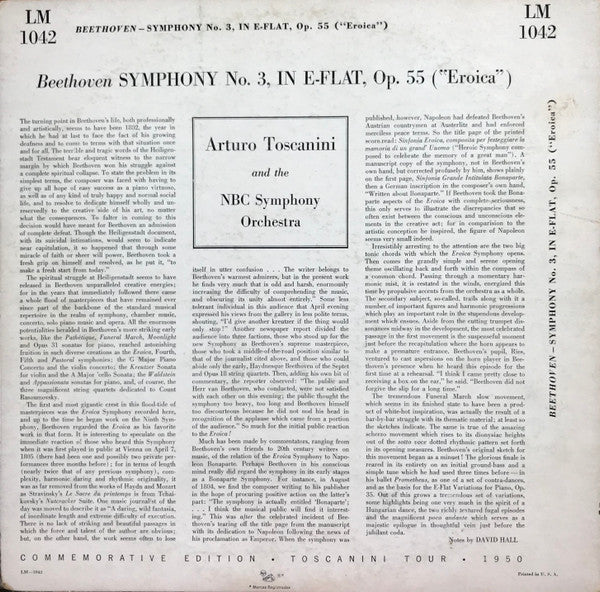 Beethoven* - Arturo Toscanini And The NBC Symphony Orchestra : Symphony No. 3 In E-Flat, Op. 55 ("Eroica") (LP, Album, Mono, RP)