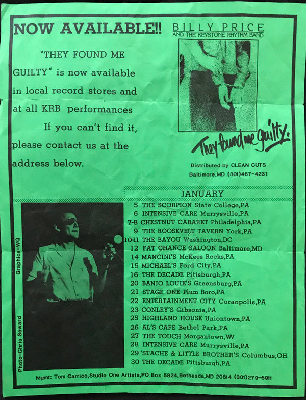 Billy Price And The Keystone Rhythm Band : They Found Me Guilty (LP, Album)