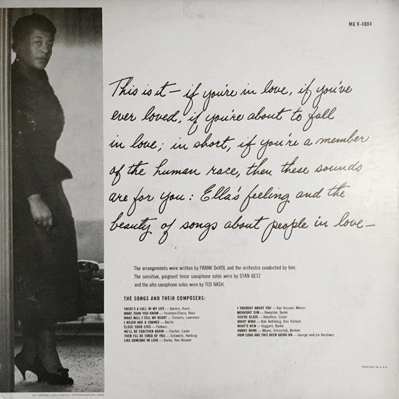 Ella Fitzgerald, Frank De Vol And His Orchestra : Like Someone In Love (LP, Album, Mono)