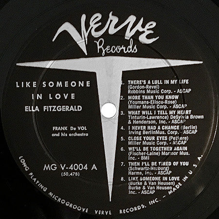 Ella Fitzgerald, Frank De Vol And His Orchestra : Like Someone In Love (LP, Album, Mono)