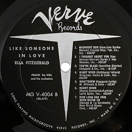 Ella Fitzgerald, Frank De Vol And His Orchestra : Like Someone In Love (LP, Album, Mono)