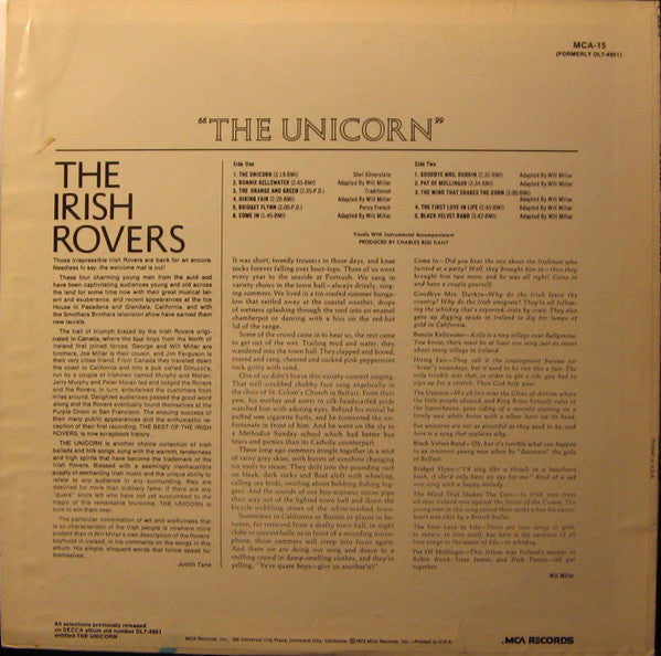 The Irish Rovers : The Unicorn (LP, Album, RE)
