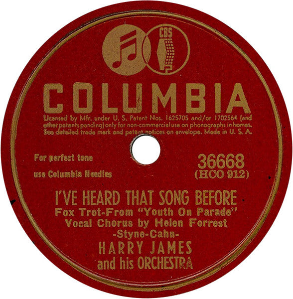 Harry James And His Orchestra : I've Heard That Song Before / Moonlight Becomes You (Shellac, 10")